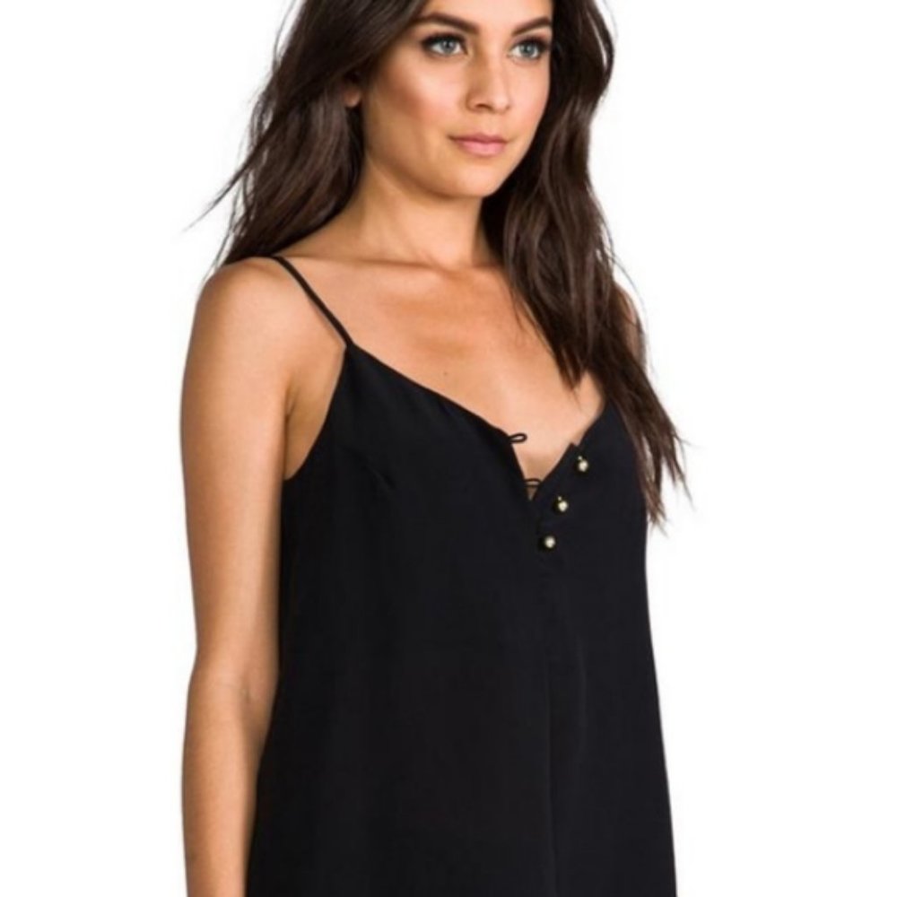 yumi kim black button silk cami tank top - Picture 2 of 8